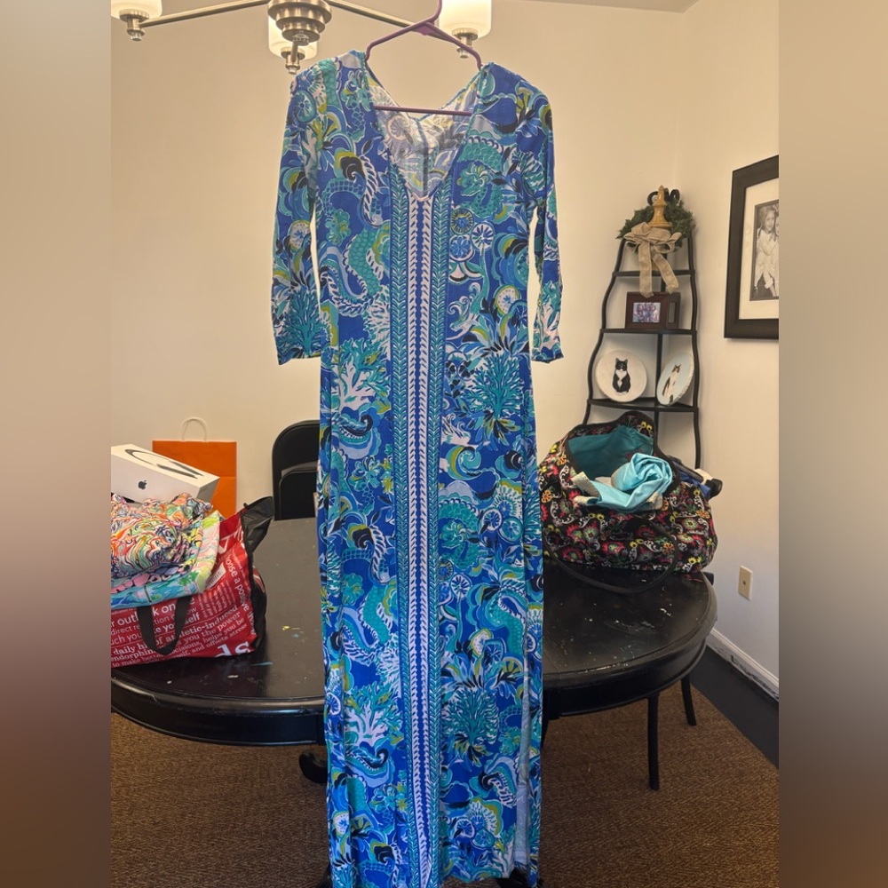Lilly Pulitzer Anissa Blue Grotto Maxi Dress XS